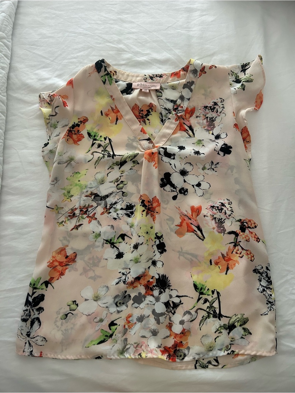 Philosophy Floral Blouse in Cream, Yellow, Black, Orange